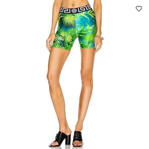 NWT Versace Leaf Print Cycling Shorts - Jungle / Palm Biker Shorts